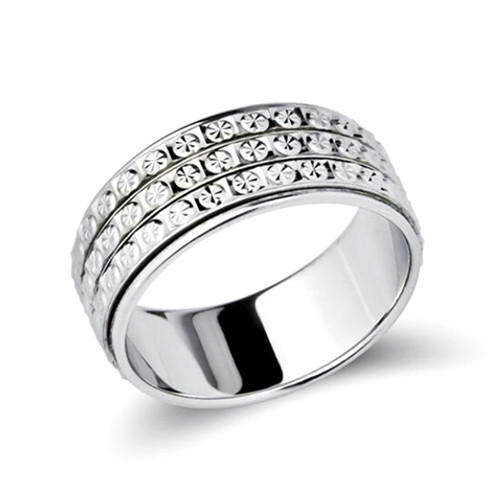 Classic 925 sterling silver diamond band ring rotary movement turn finger ring for women wholesale 